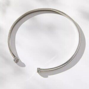 Crystal-Front Collar Necklace, Anthropologie, Silver, NWT